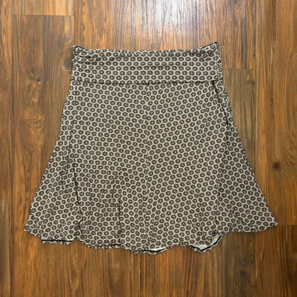 Vintage Max Studio Black & Tan Fold Over Midi Skirt Size M